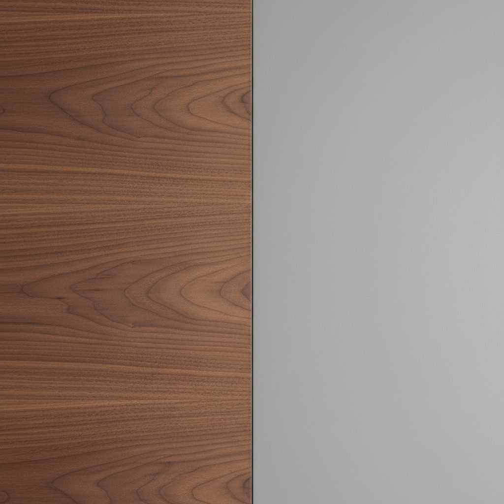 gerar uma imagem dividida ao meio com as cores: madeira walnut e cinza 